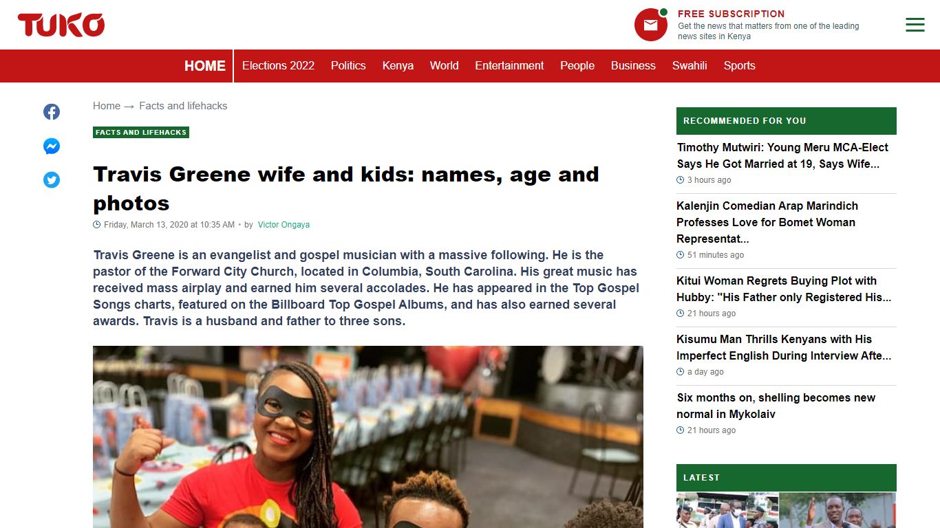 Travis Greene wife and kids: names, age and photos - TUKO